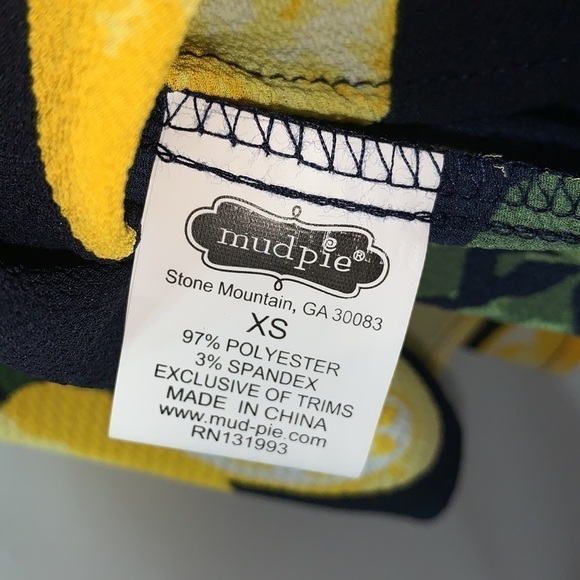 MUDPIE Navy & Yellow Lemon Print Tank Top w/ Ruffle and spaghetti straps Size XS - Picture 6 of 6